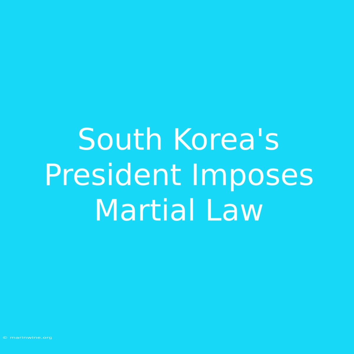 South Korea's President Imposes Martial Law