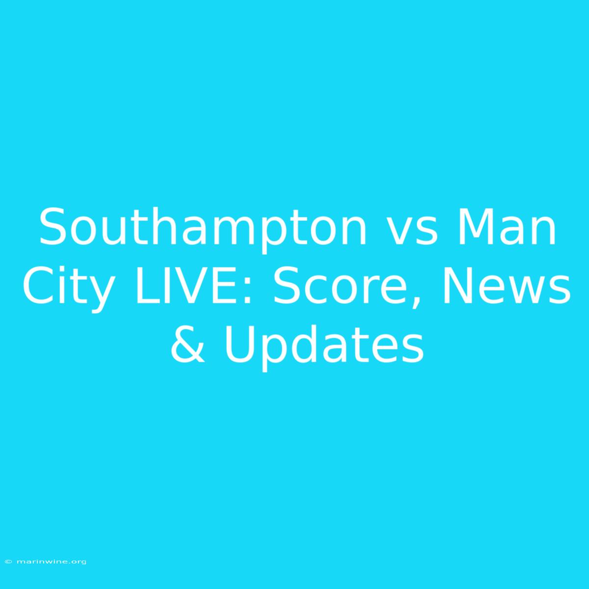 Southampton Vs Man City LIVE: Score, News & Updates