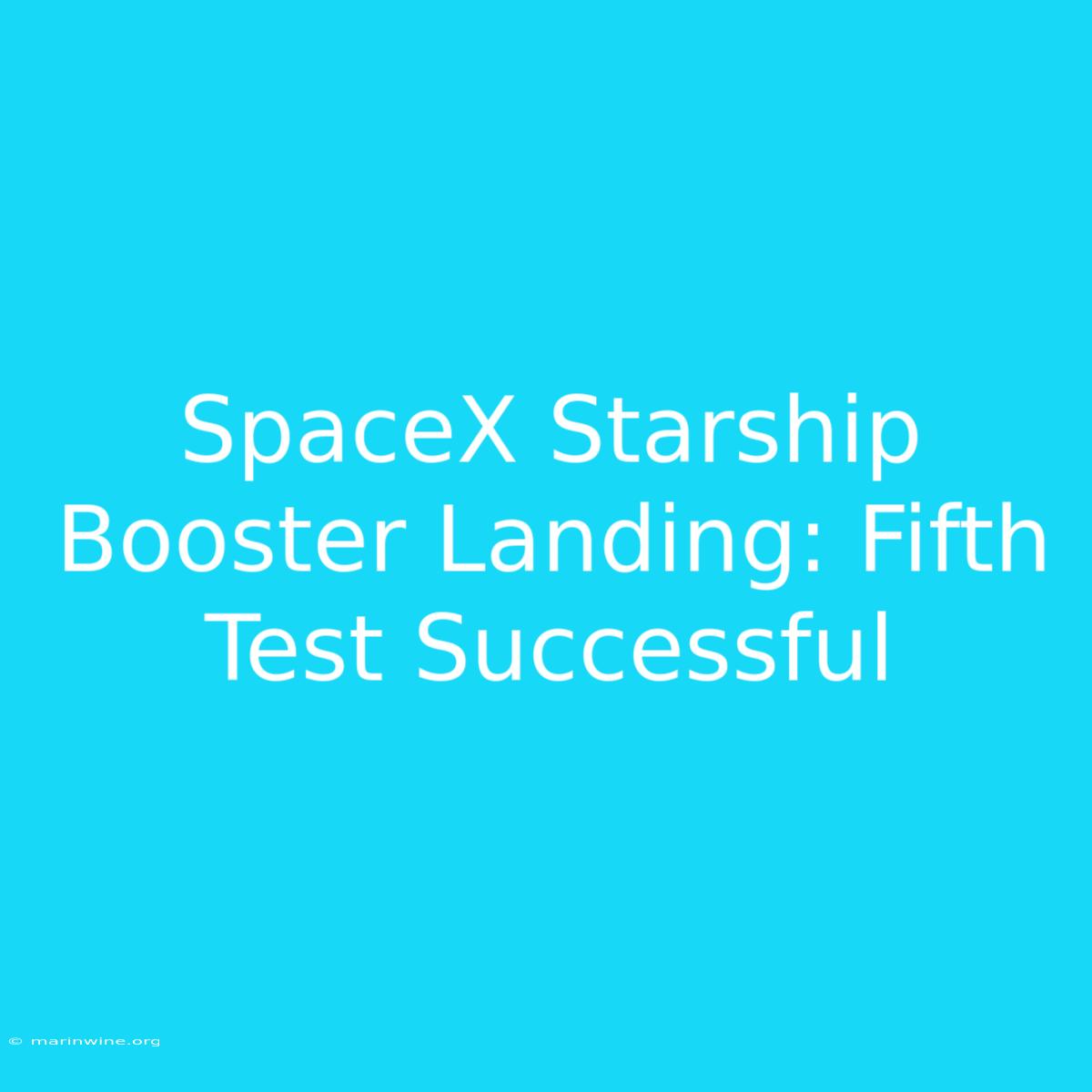 SpaceX Starship Booster Landing: Fifth Test Successful 