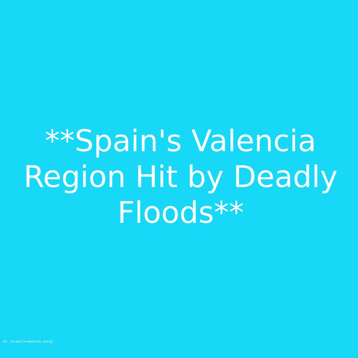 **Spain's Valencia Region Hit By Deadly Floods**