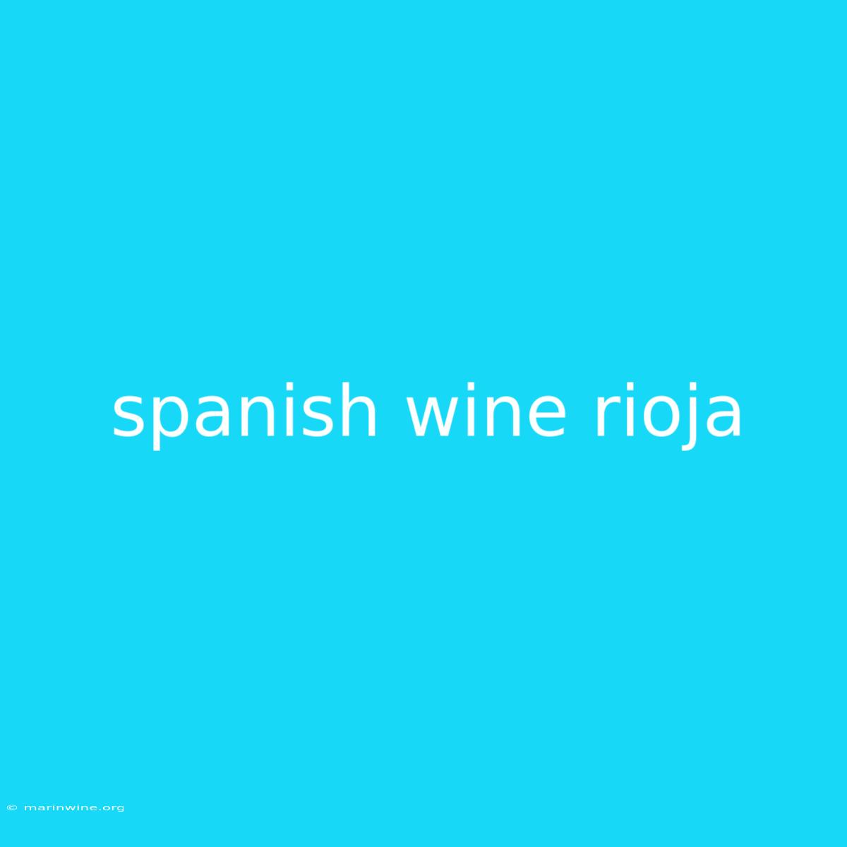 Spanish Wine Rioja