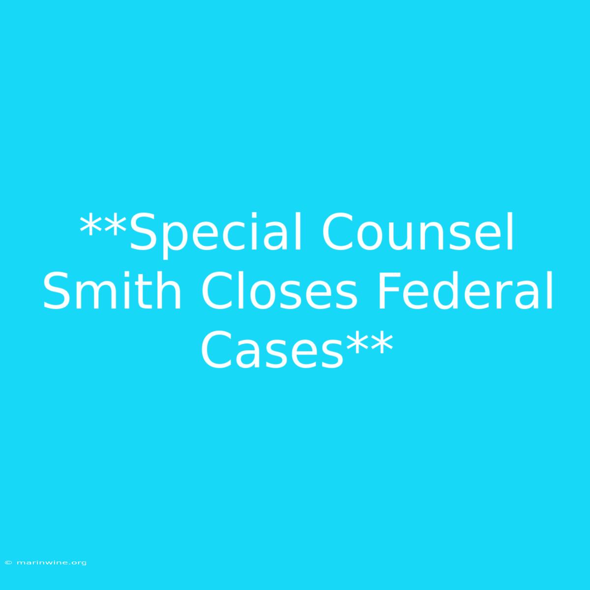 **Special Counsel Smith Closes Federal Cases**