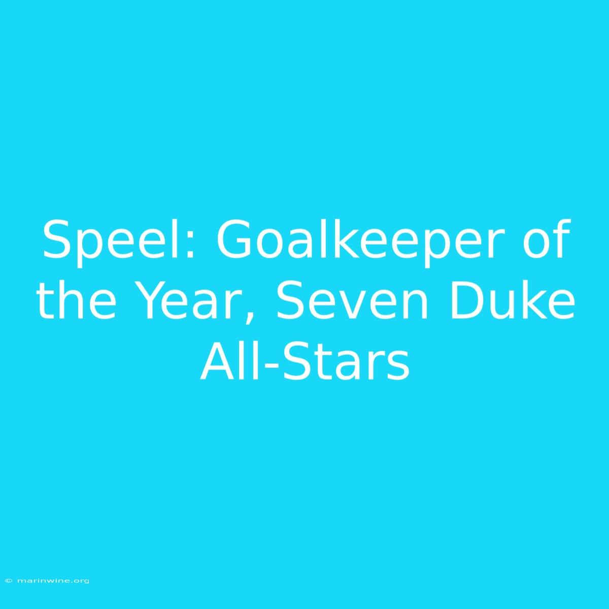 Speel: Goalkeeper Of The Year, Seven Duke All-Stars