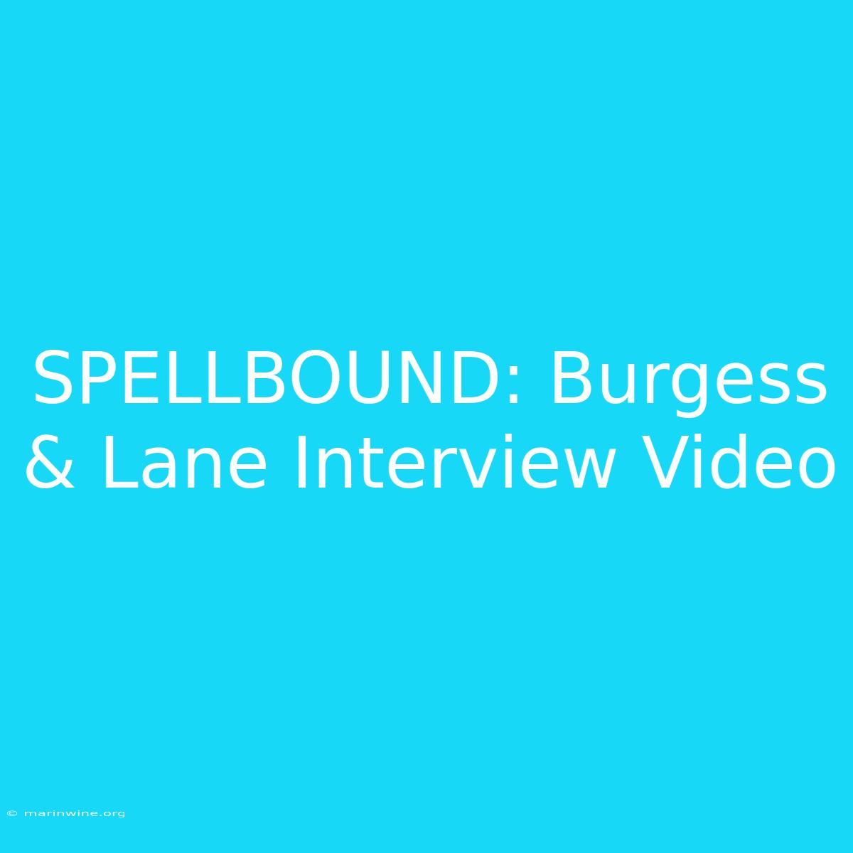 SPELLBOUND: Burgess & Lane Interview Video