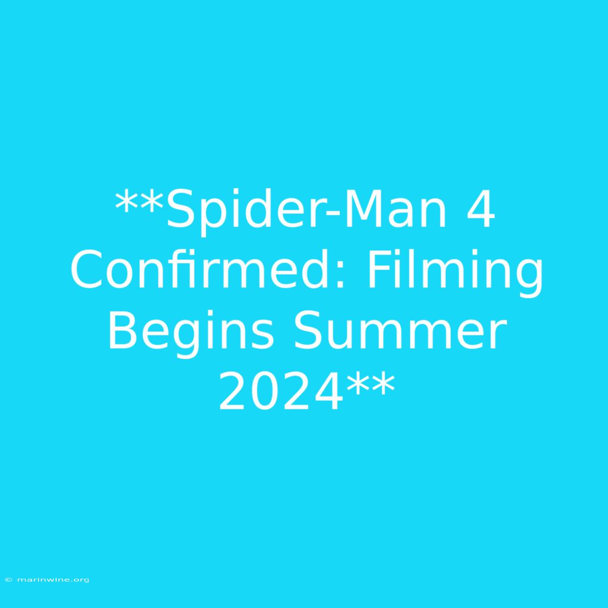 **Spider-Man 4 Confirmed: Filming Begins Summer 2024** 