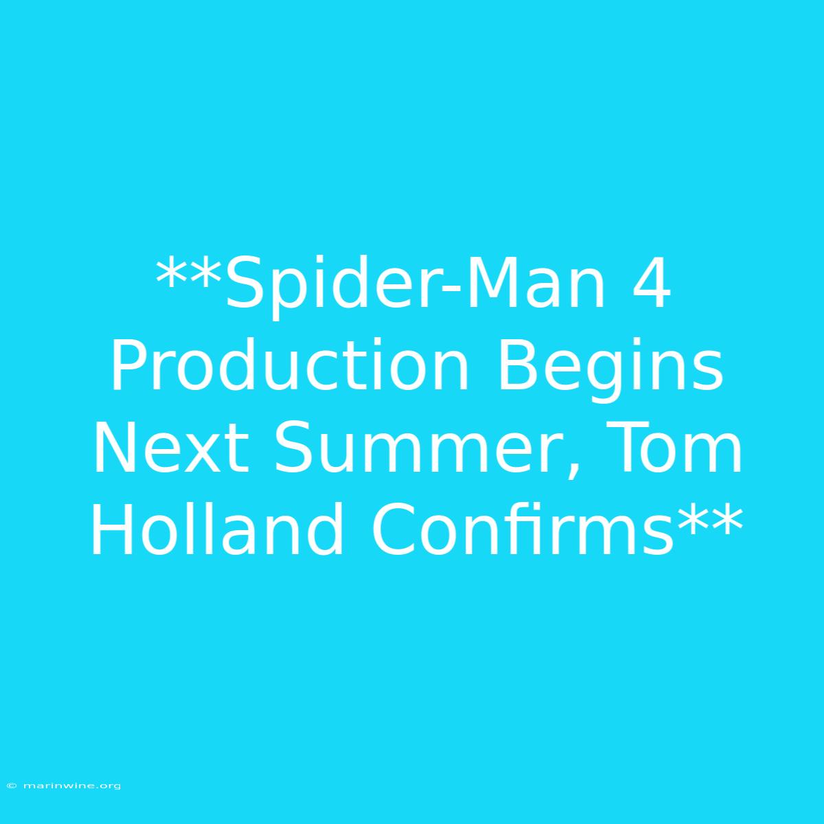 **Spider-Man 4 Production Begins Next Summer, Tom Holland Confirms** 