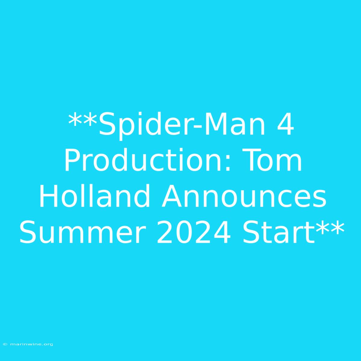 **Spider-Man 4 Production: Tom Holland Announces Summer 2024 Start** 