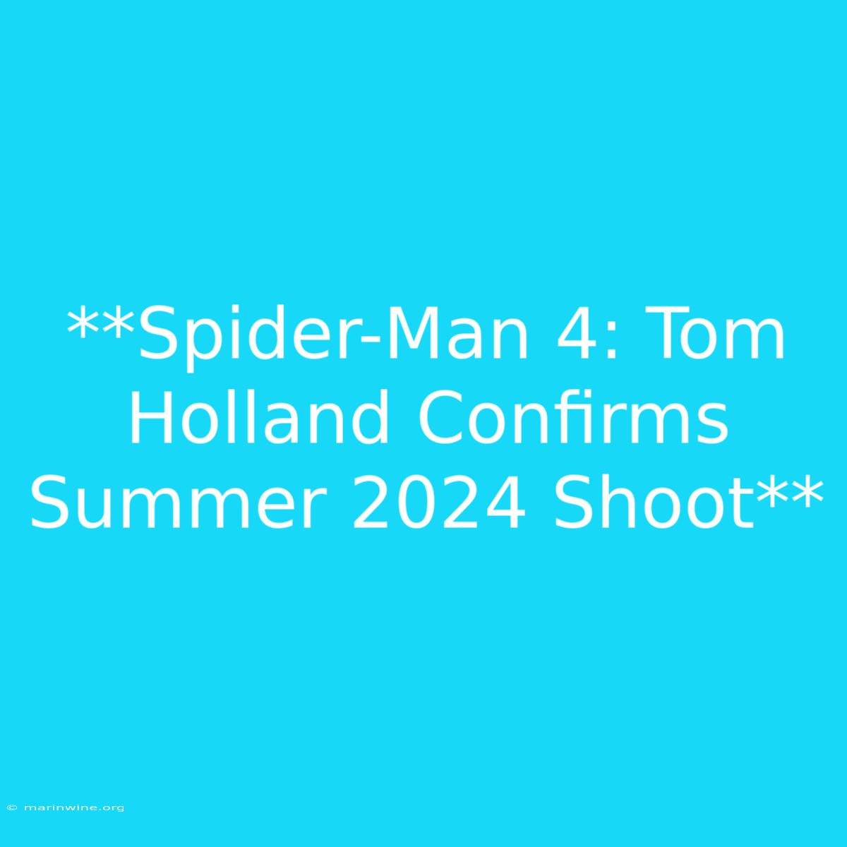 **Spider-Man 4: Tom Holland Confirms Summer 2024 Shoot**