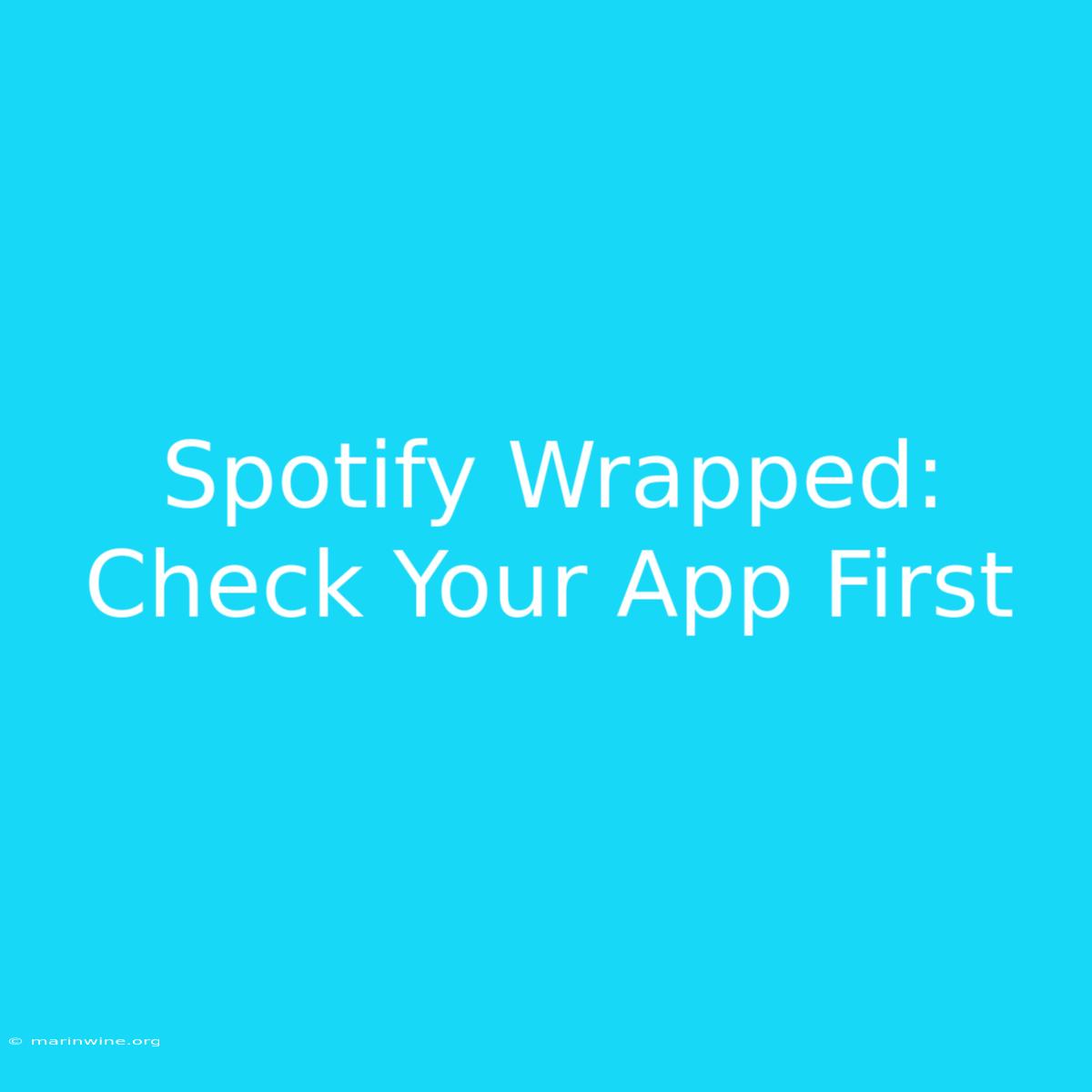 Spotify Wrapped: Check Your App First