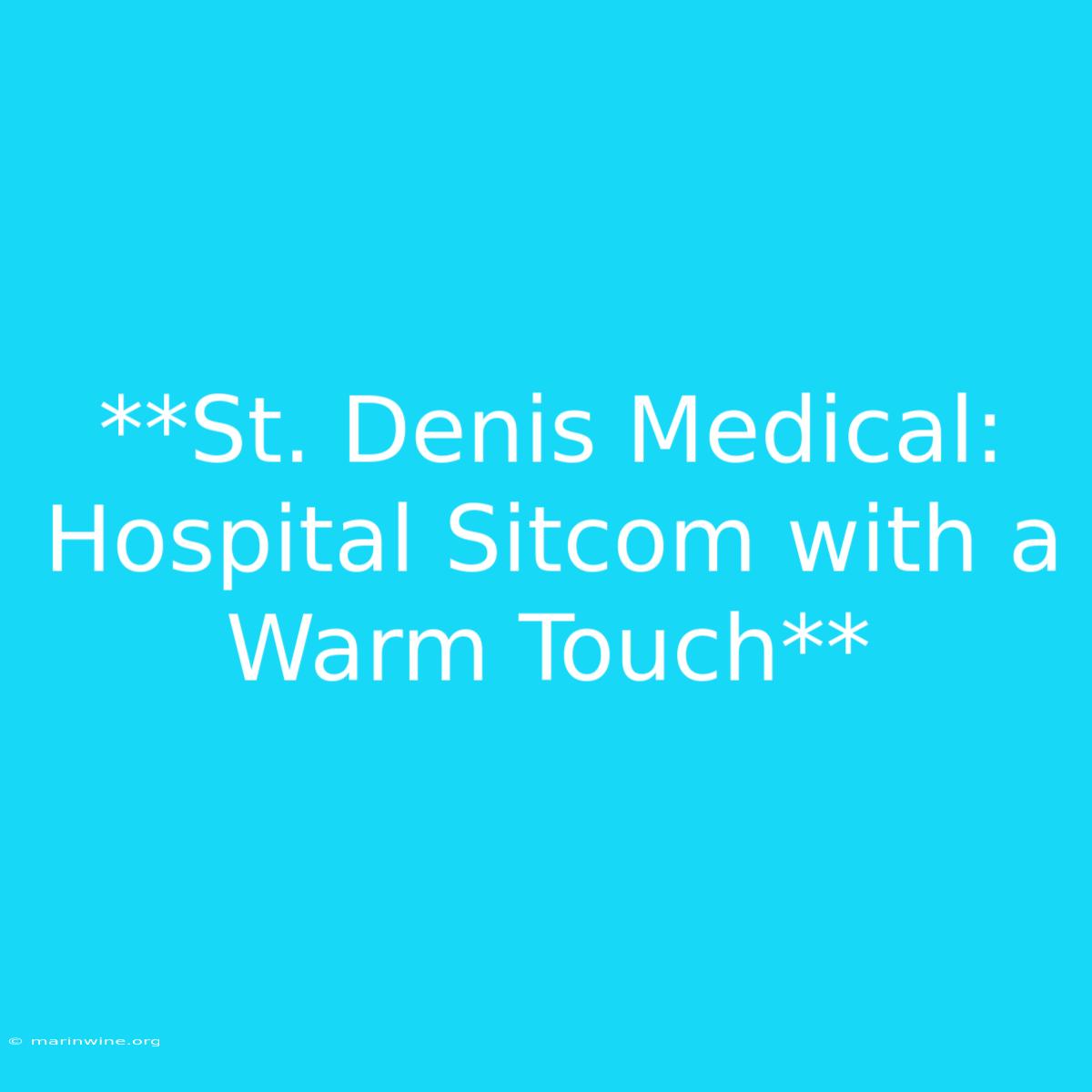 **St. Denis Medical: Hospital Sitcom With A Warm Touch** 