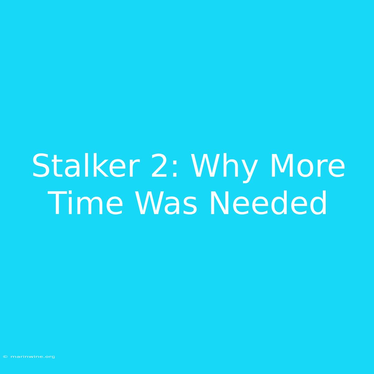 Stalker 2: Why More Time Was Needed