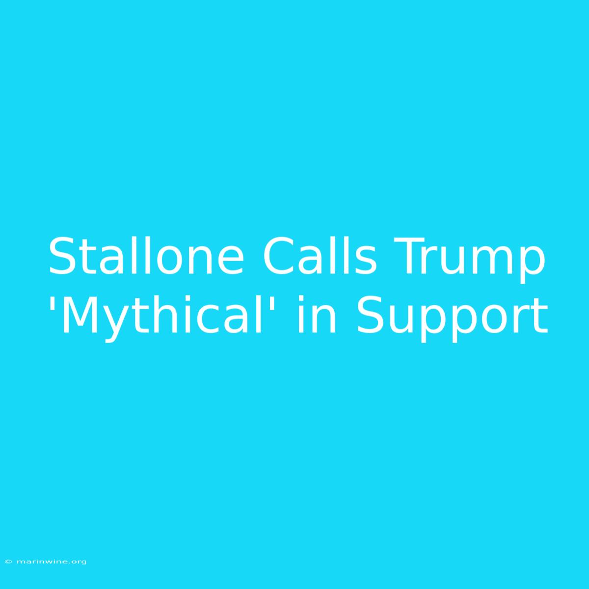 Stallone Calls Trump 'Mythical' In Support 