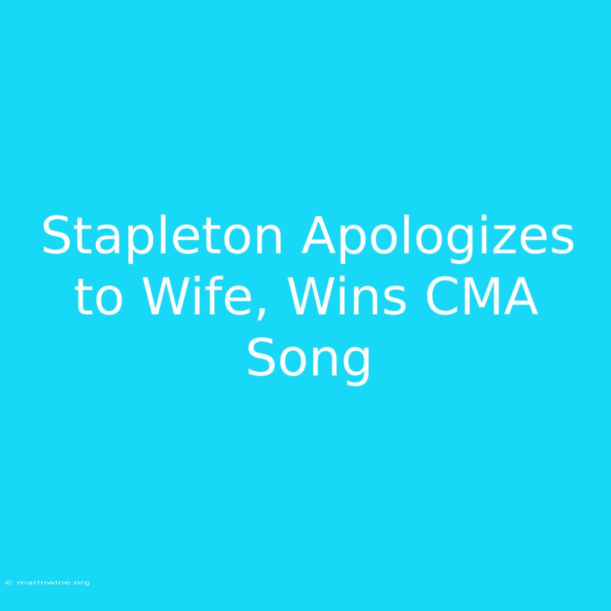 Stapleton Apologizes To Wife, Wins CMA Song