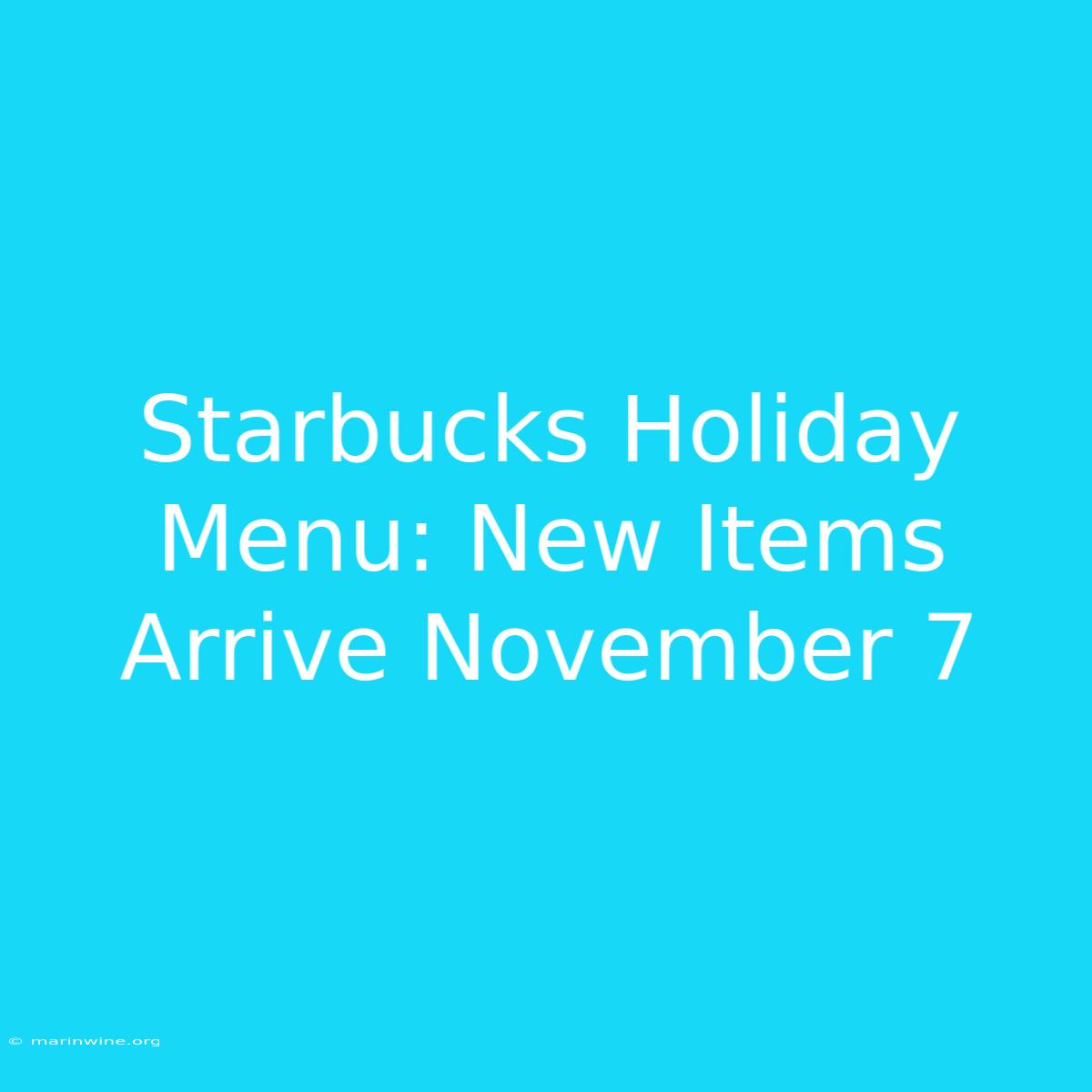 Starbucks Holiday Menu: New Items Arrive November 7