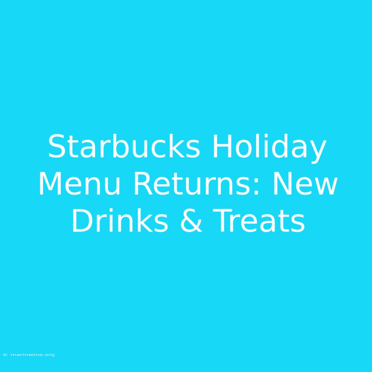 Starbucks Holiday Menu Returns: New Drinks & Treats 