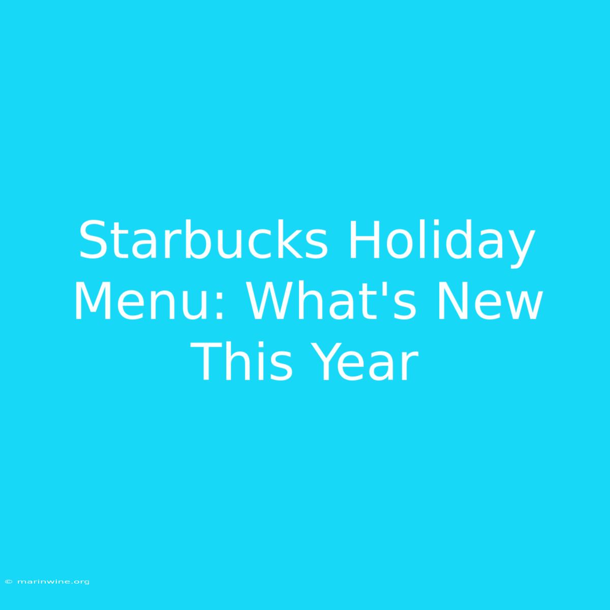 Starbucks Holiday Menu: What's New This Year 