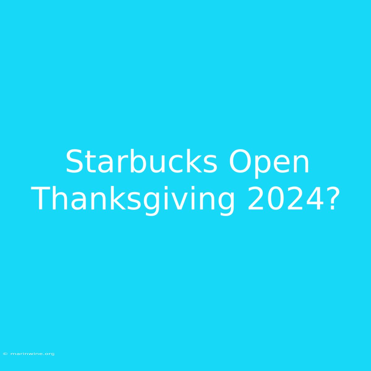 Starbucks Open Thanksgiving 2024?