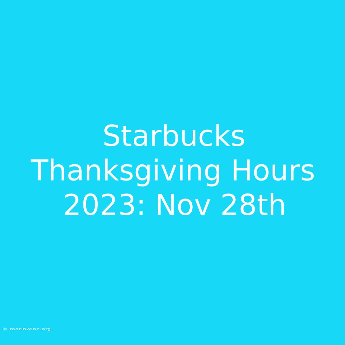 Starbucks Thanksgiving Hours 2023: Nov 28th