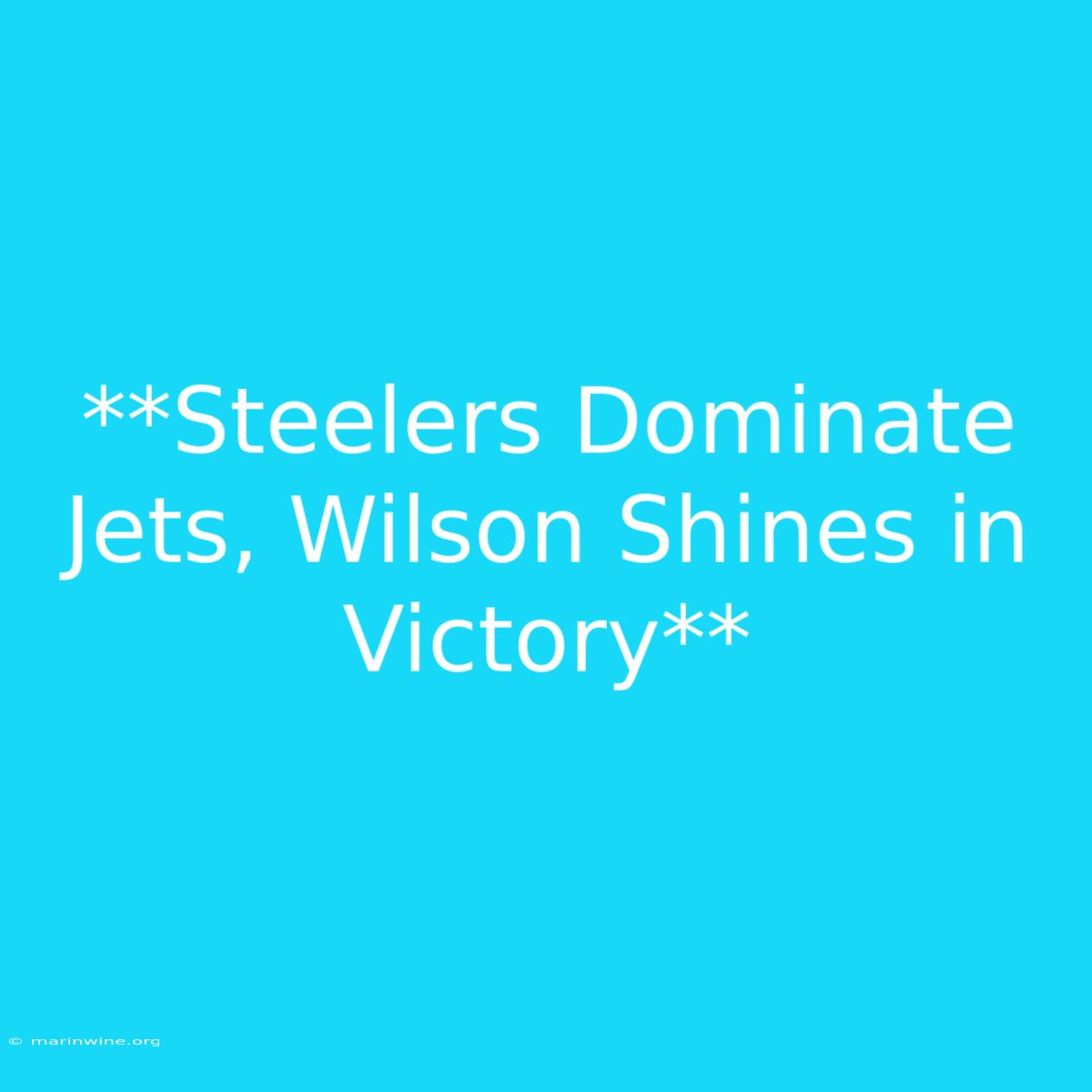 **Steelers Dominate Jets, Wilson Shines In Victory**