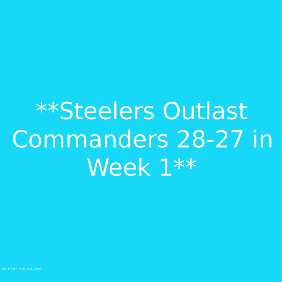 **Steelers Outlast Commanders 28-27 In Week 1** 