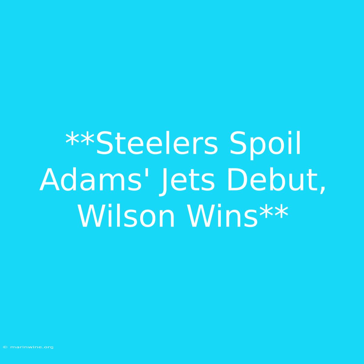 **Steelers Spoil Adams' Jets Debut, Wilson Wins**