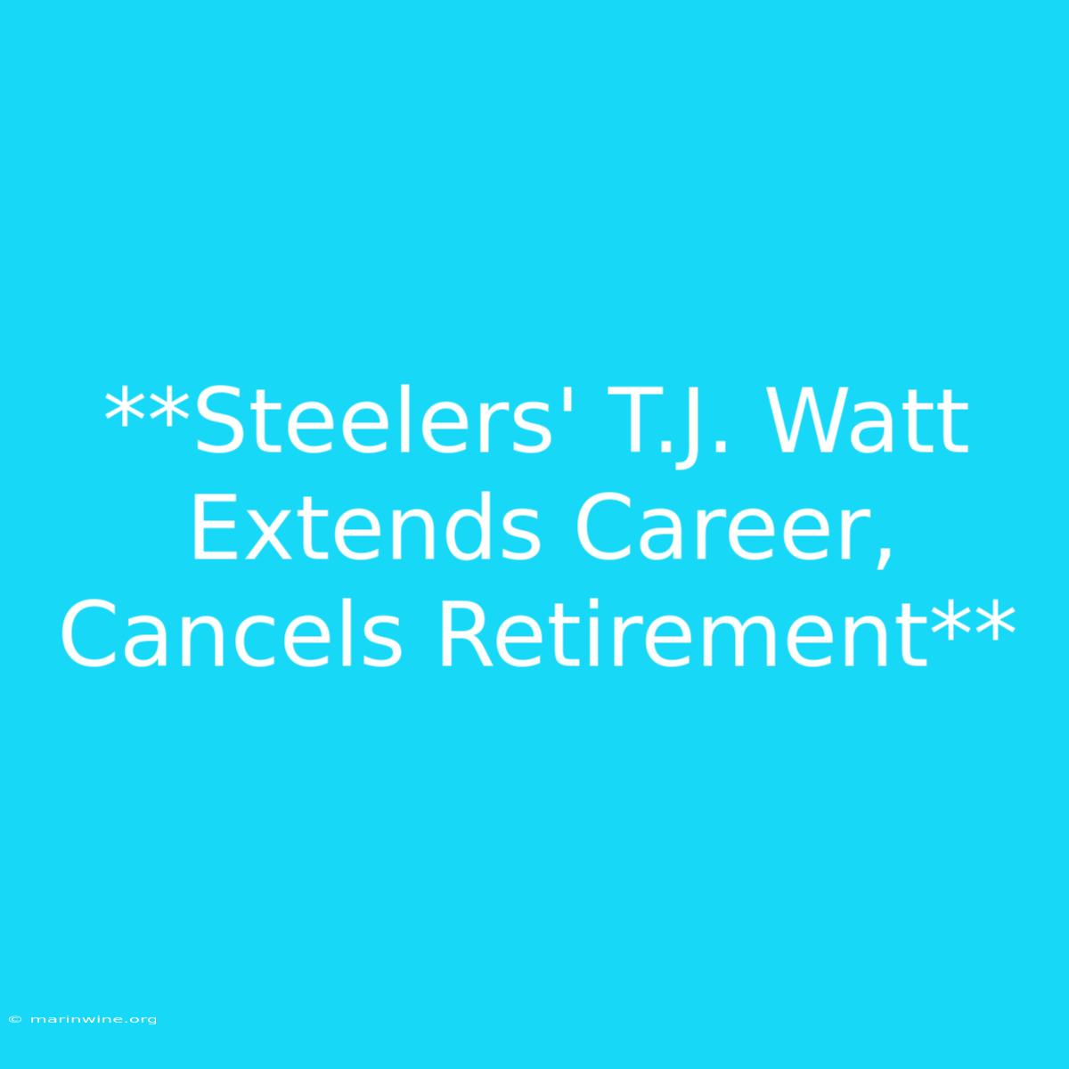 **Steelers' T.J. Watt Extends Career, Cancels Retirement** 