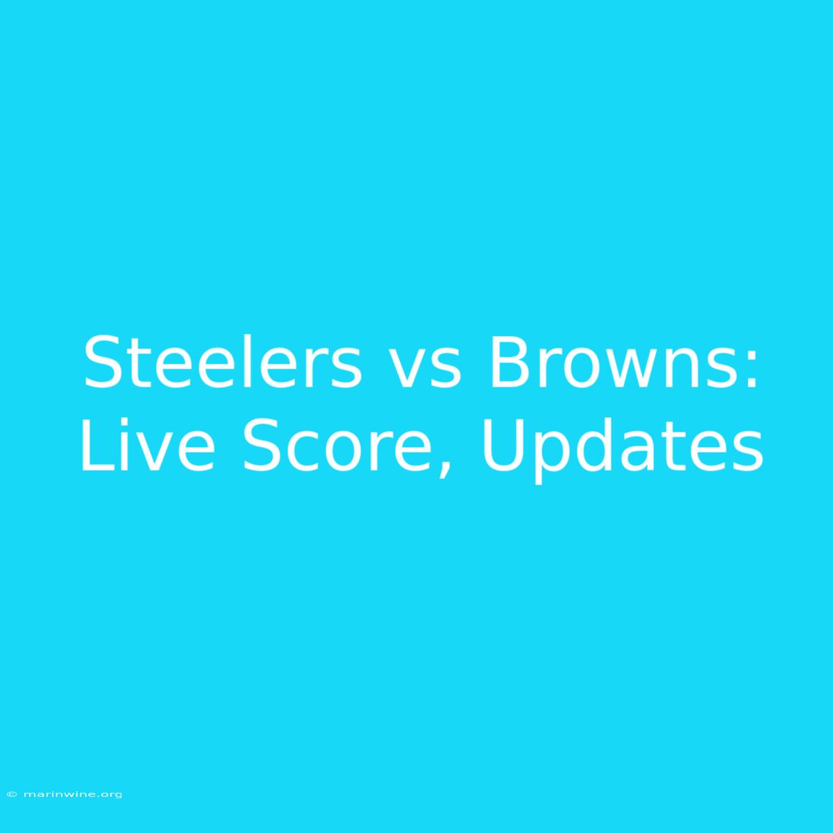 Steelers Vs Browns: Live Score, Updates