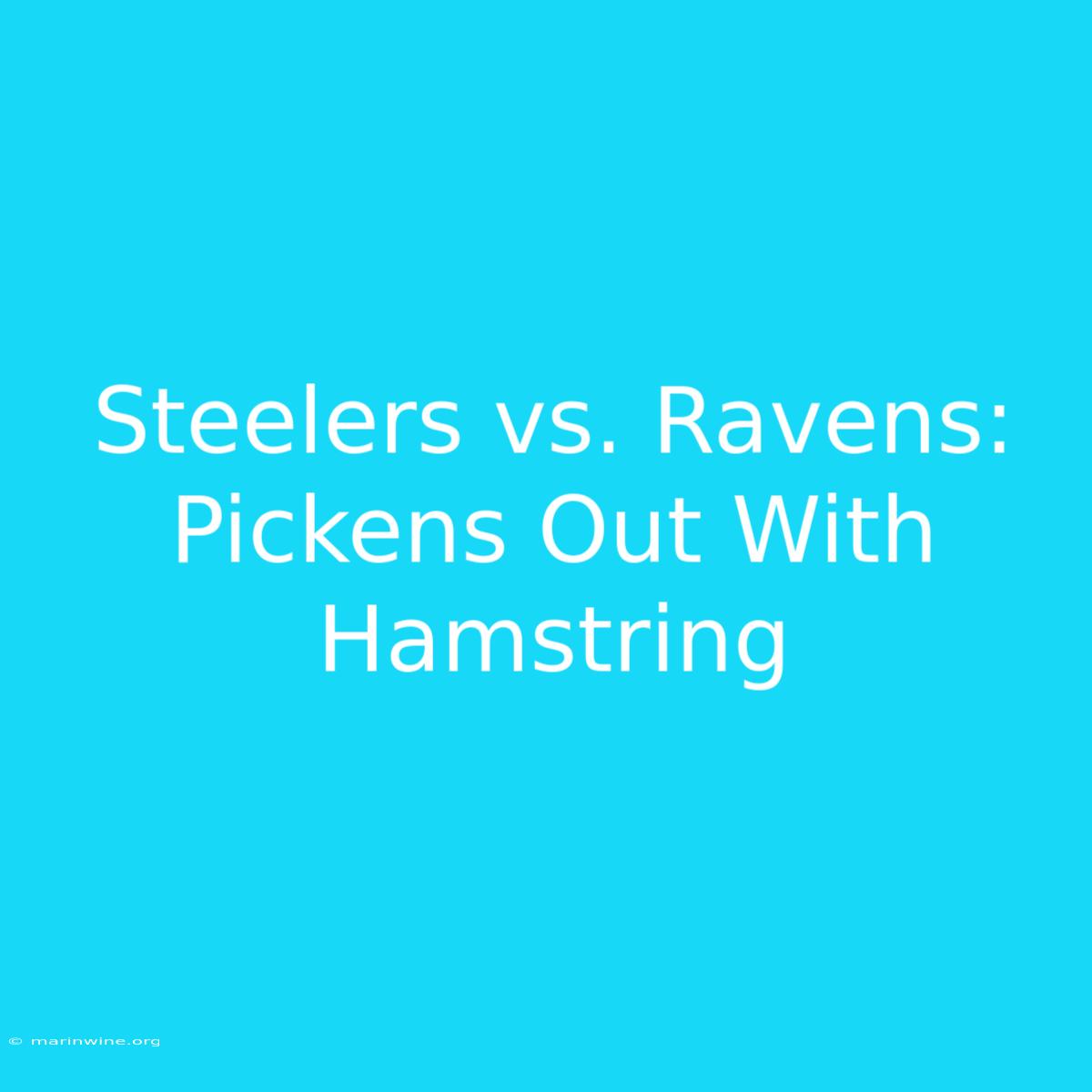 Steelers Vs. Ravens: Pickens Out With Hamstring