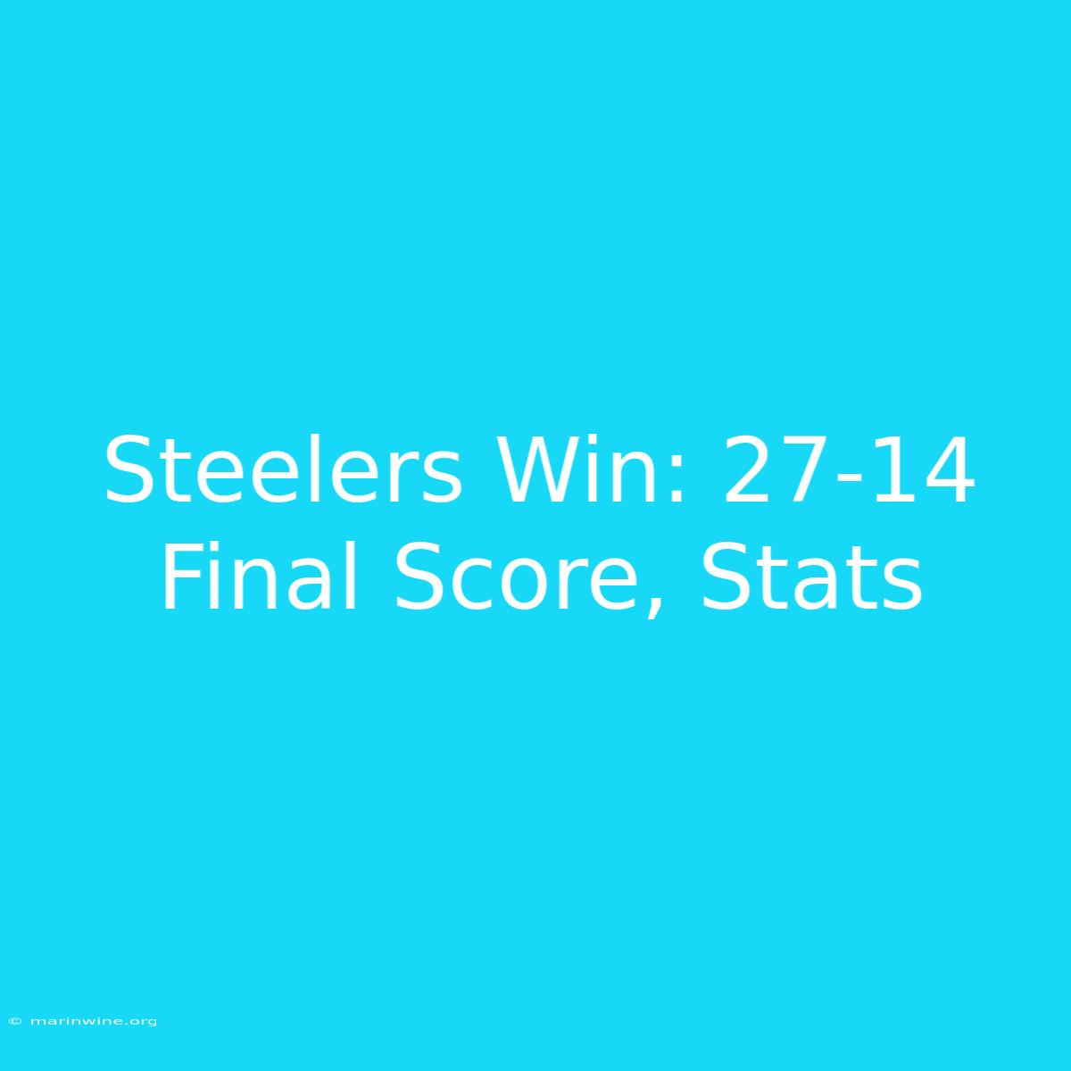 Steelers Win: 27-14 Final Score, Stats