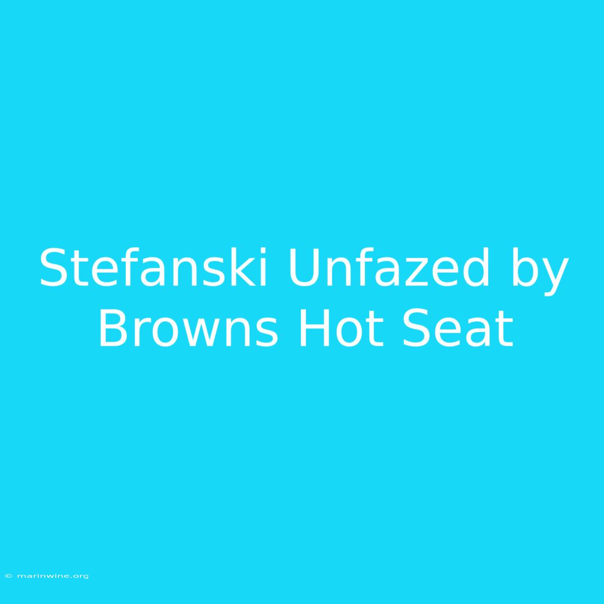 Stefanski Unfazed By Browns Hot Seat