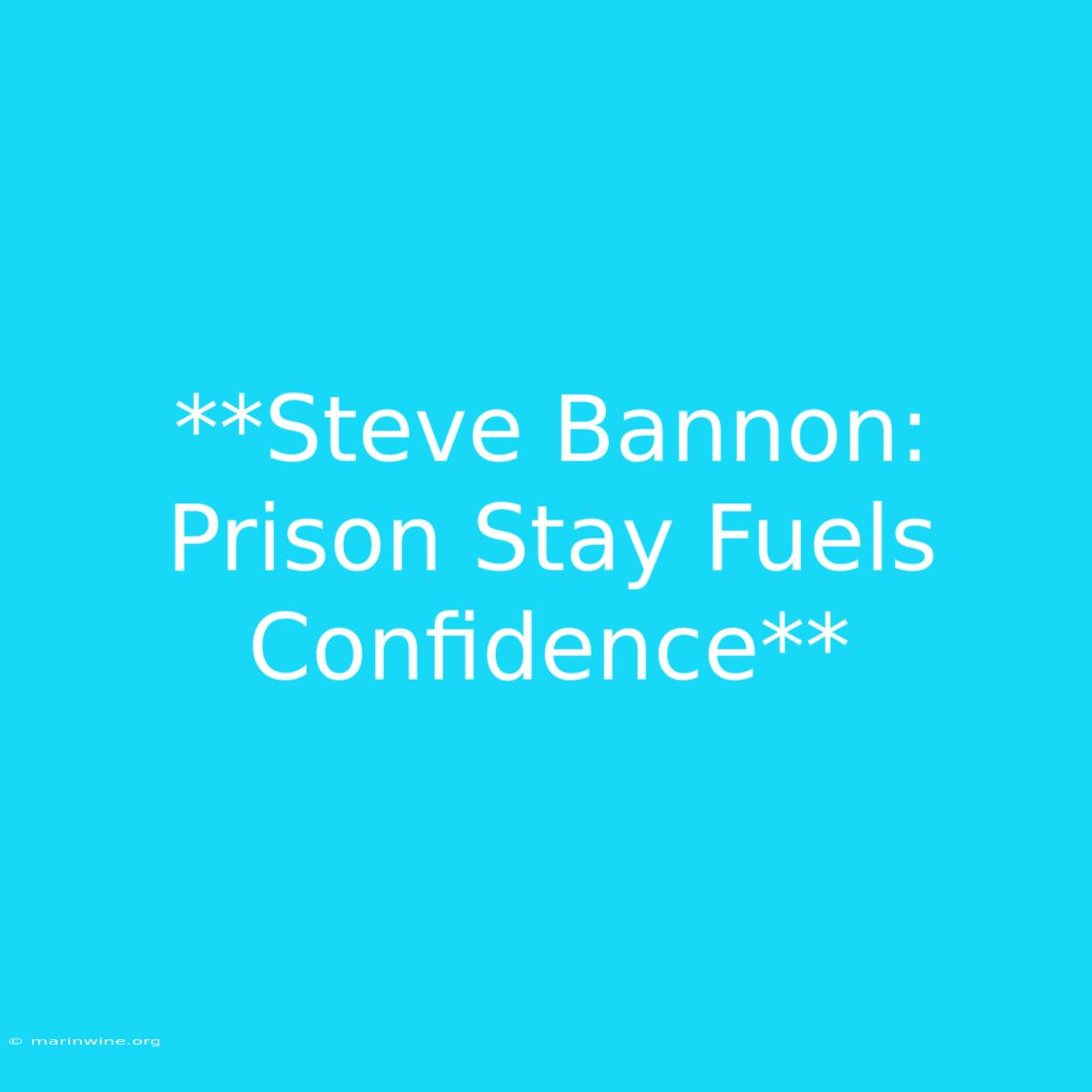 **Steve Bannon: Prison Stay Fuels Confidence**