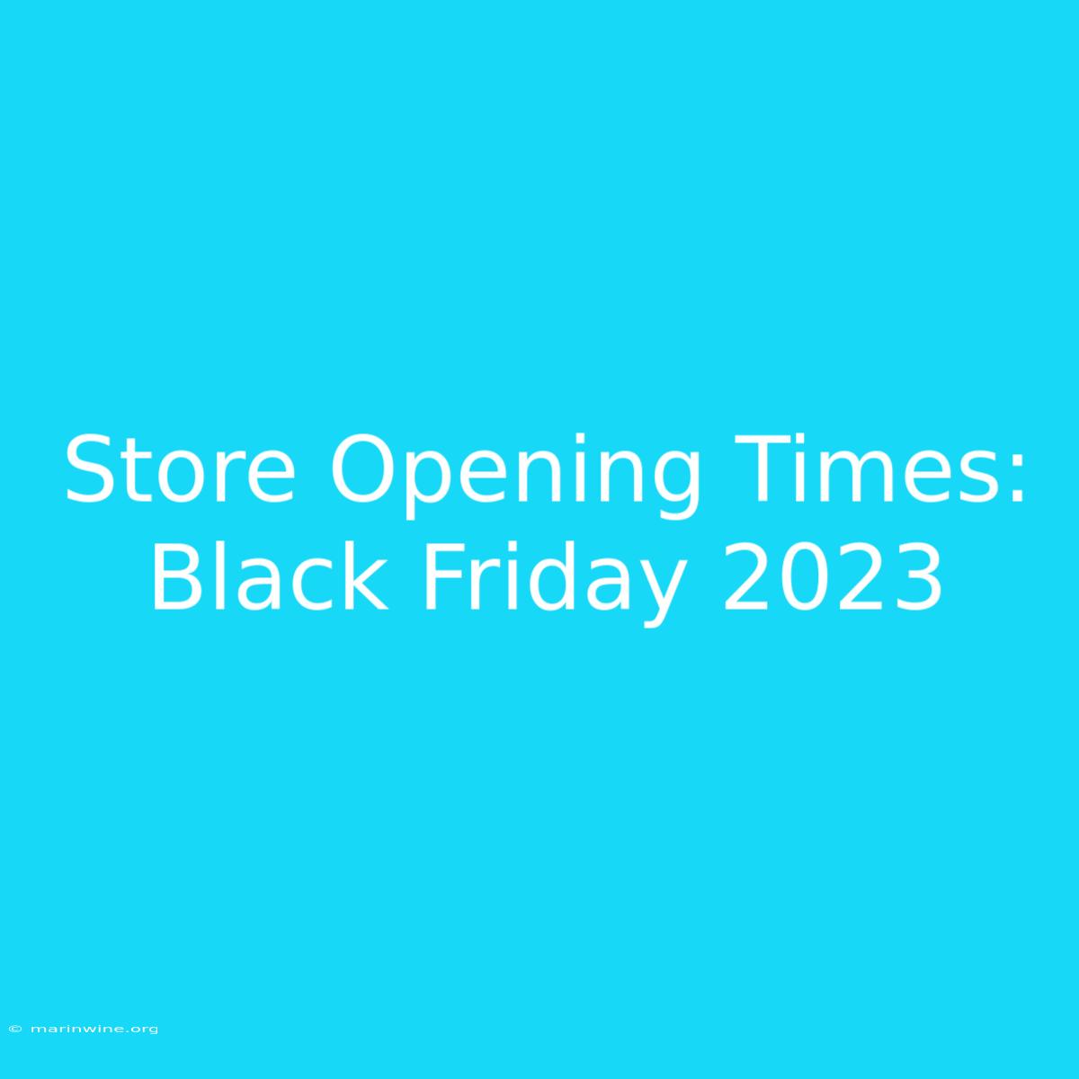 Store Opening Times: Black Friday 2023