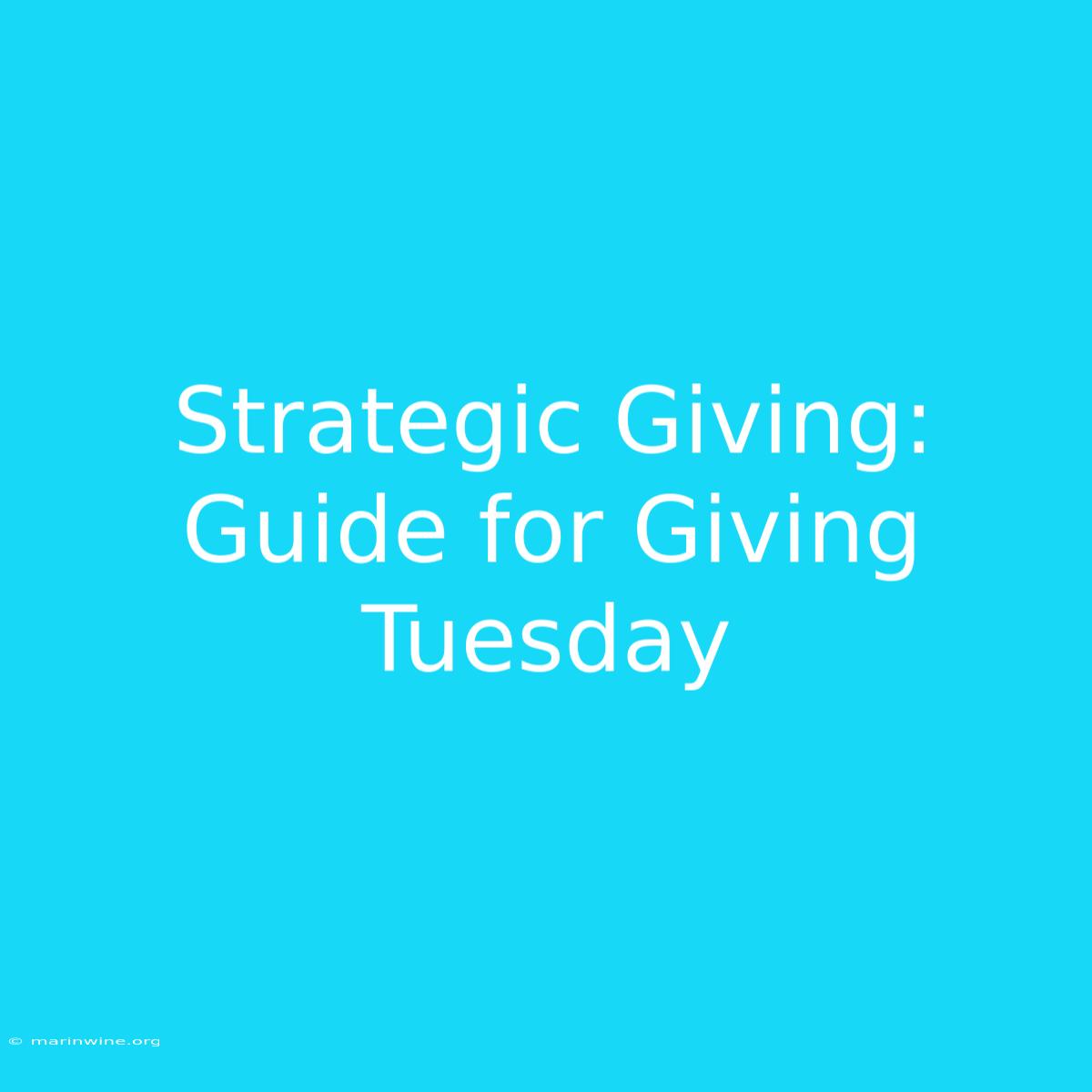 Strategic Giving: Guide For Giving Tuesday