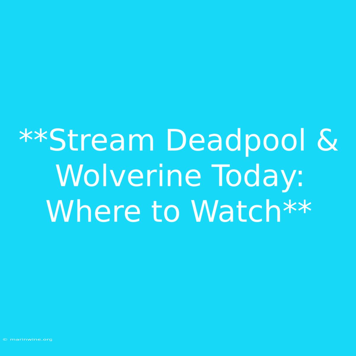 **Stream Deadpool & Wolverine Today: Where To Watch**