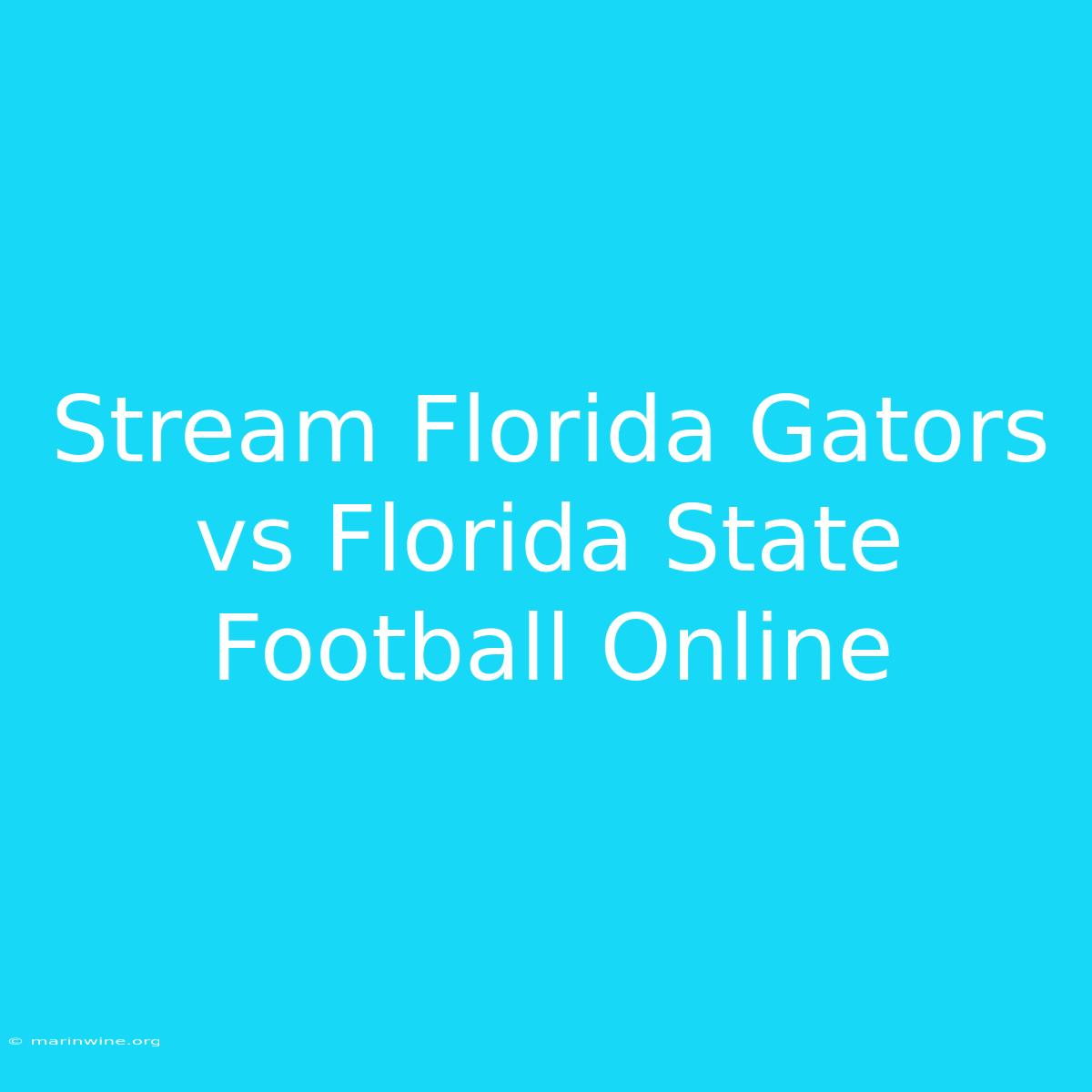 Stream Florida Gators Vs Florida State Football Online