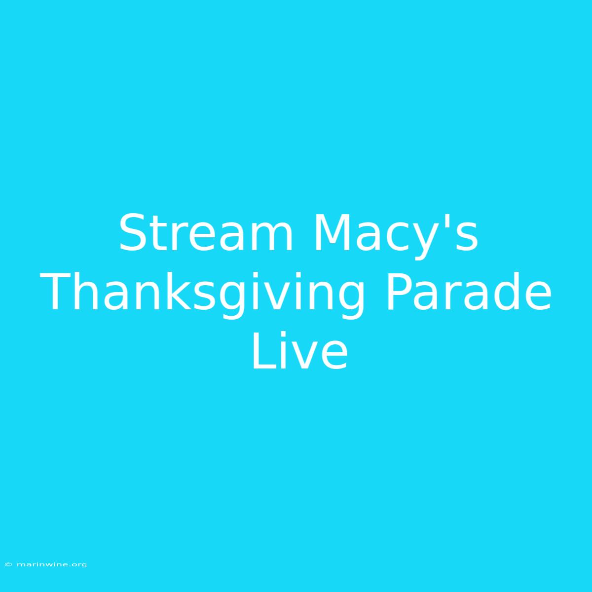 Stream Macy's Thanksgiving Parade Live