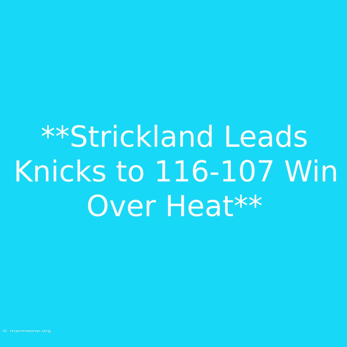 **Strickland Leads Knicks To 116-107 Win Over Heat** 