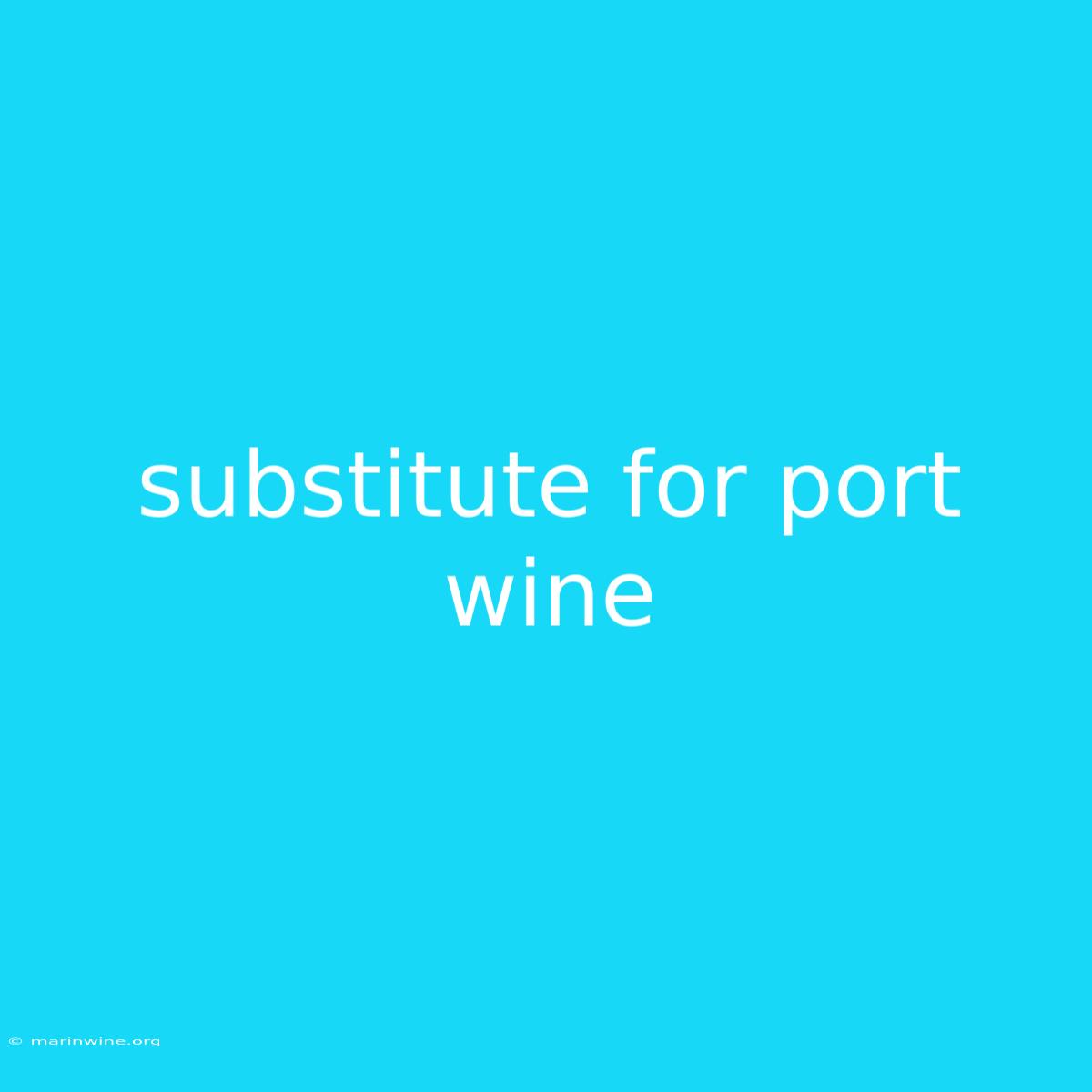 Substitute For Port Wine