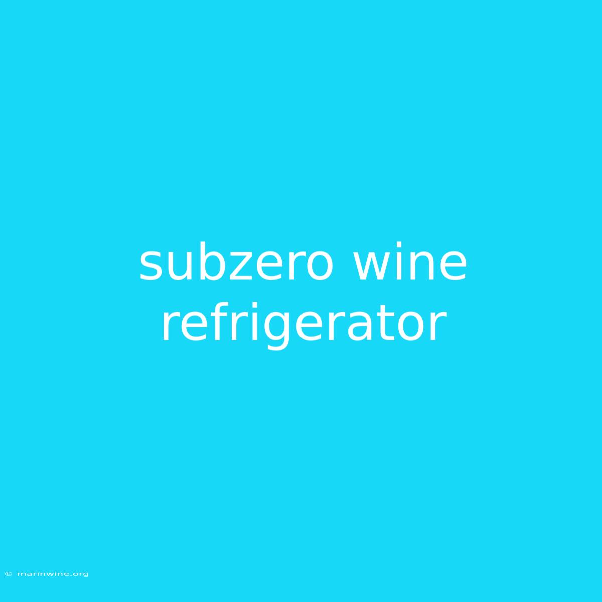 Subzero Wine Refrigerator