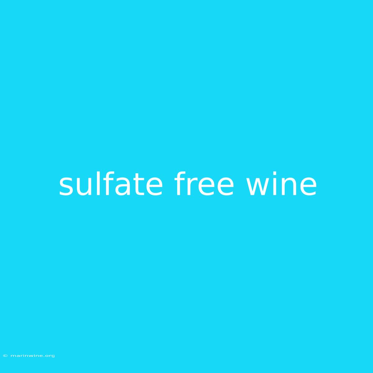 Sulfate Free Wine