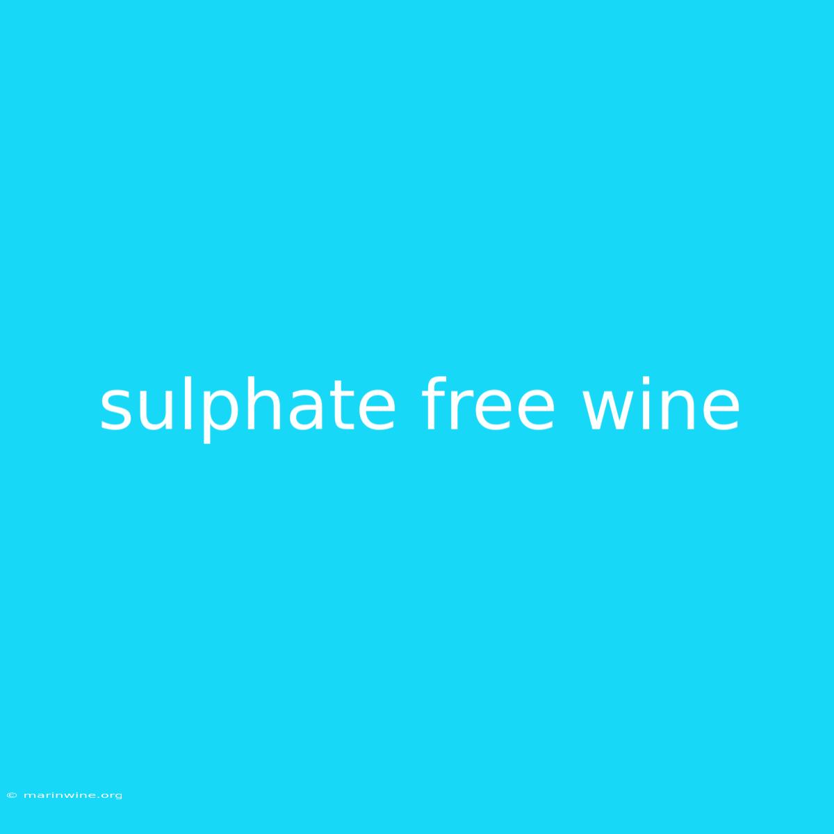 Sulphate Free Wine