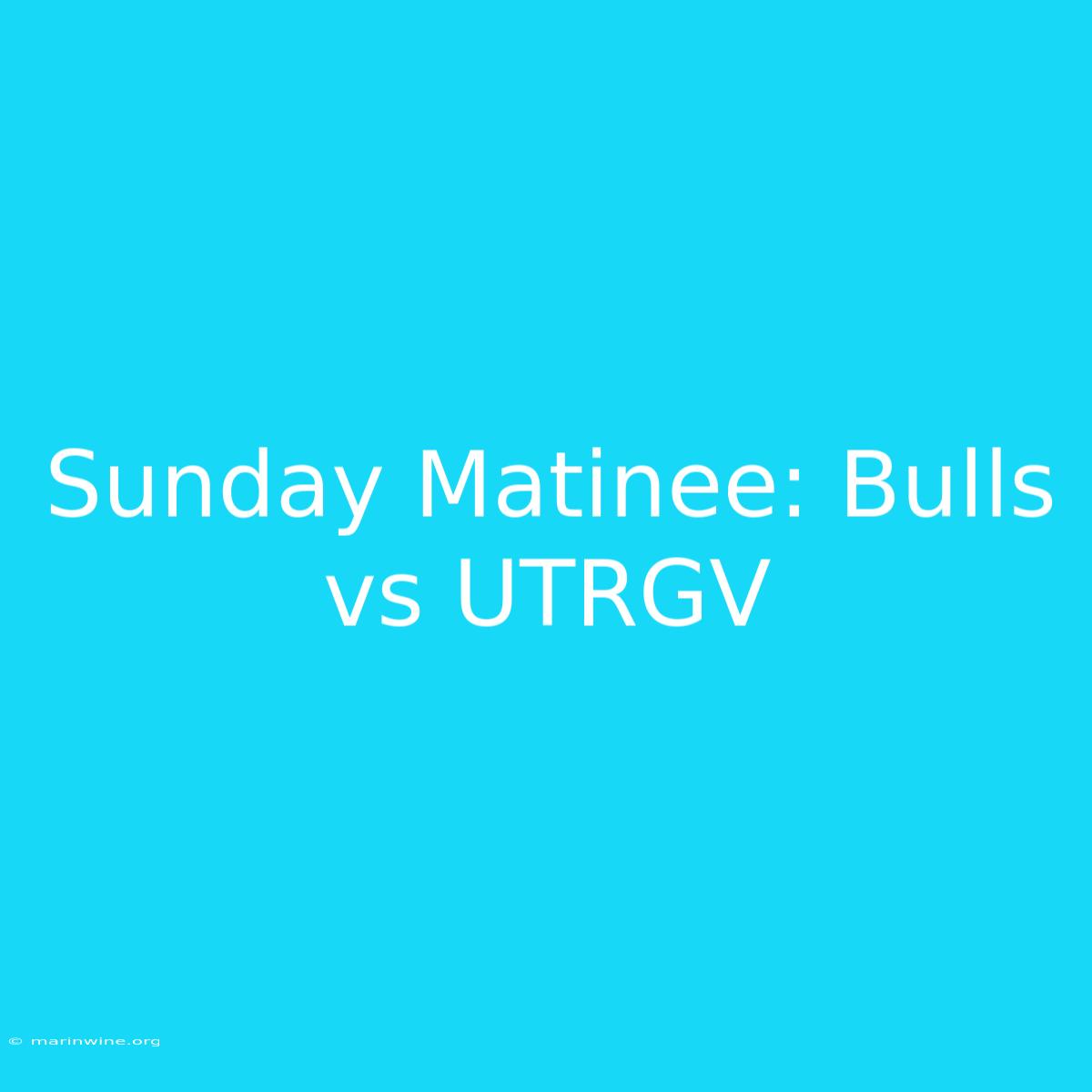 Sunday Matinee: Bulls Vs UTRGV