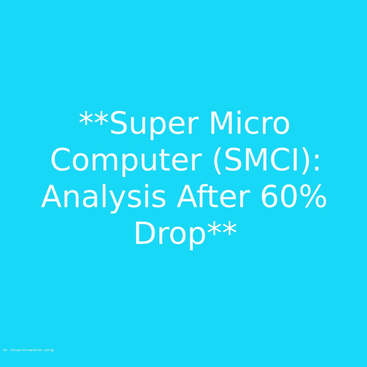 **Super Micro Computer (SMCI): Analysis After 60% Drop** 