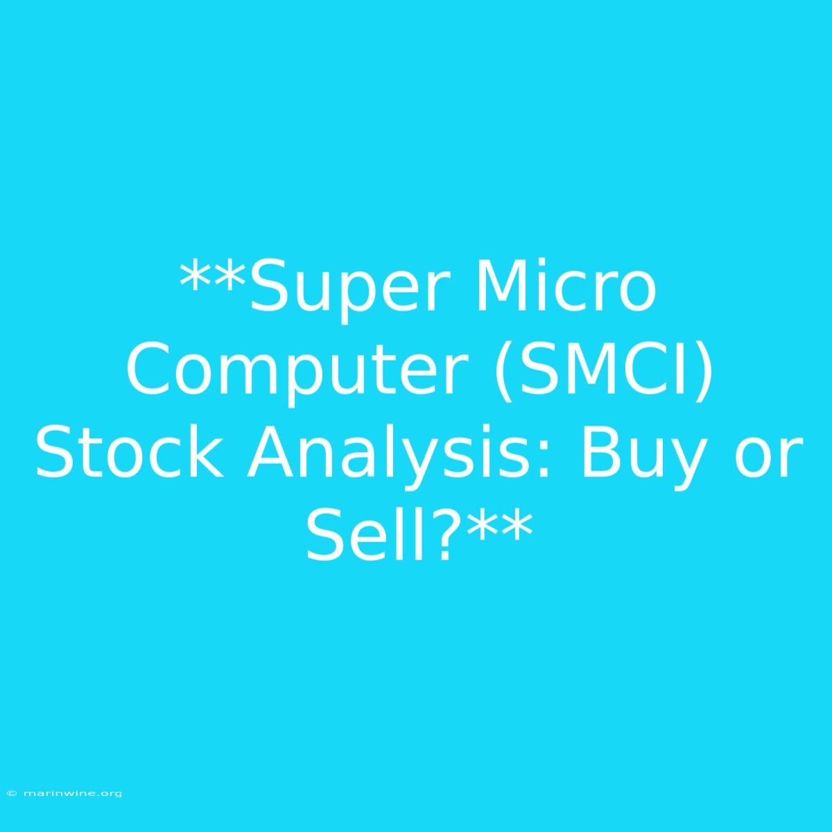 **Super Micro Computer (SMCI) Stock Analysis: Buy Or Sell?** 