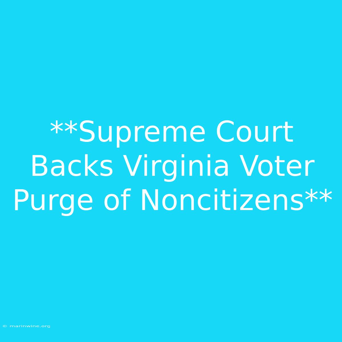 **Supreme Court Backs Virginia Voter Purge Of Noncitizens**