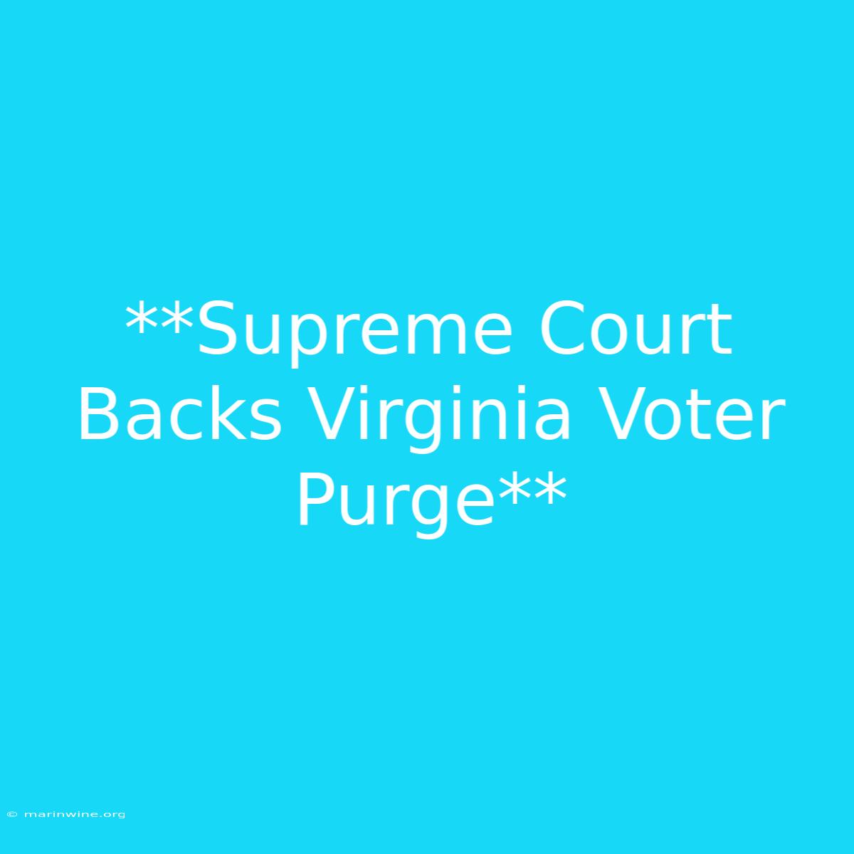 **Supreme Court Backs Virginia Voter Purge**