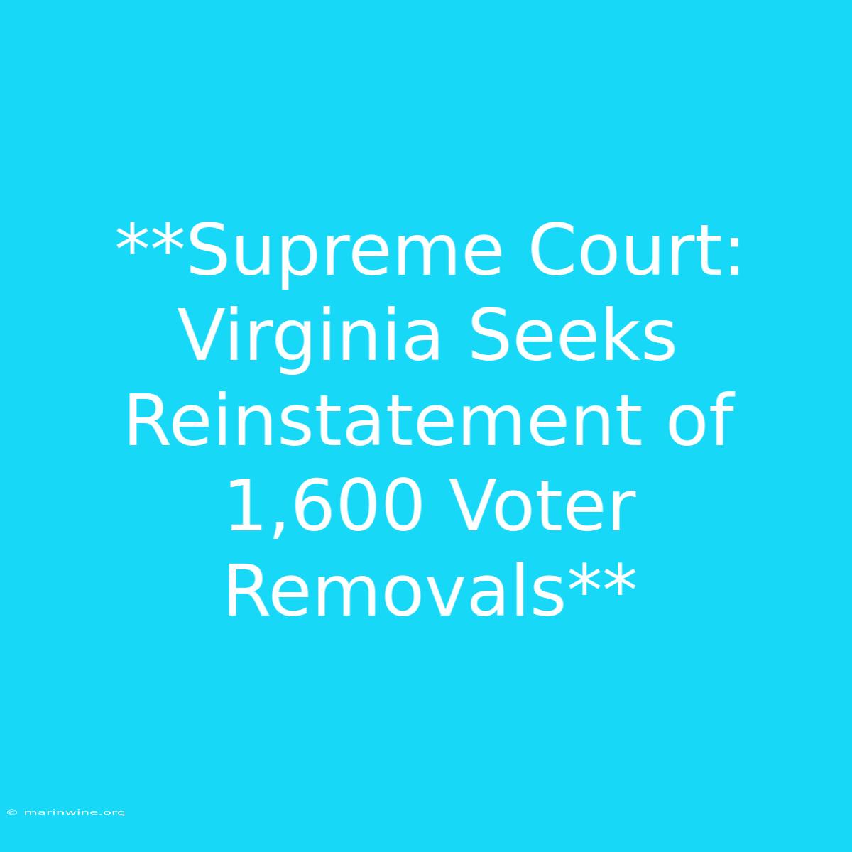 **Supreme Court: Virginia Seeks Reinstatement Of 1,600 Voter Removals**