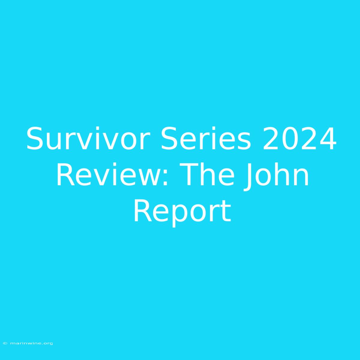 Survivor Series 2024 Review: The John Report