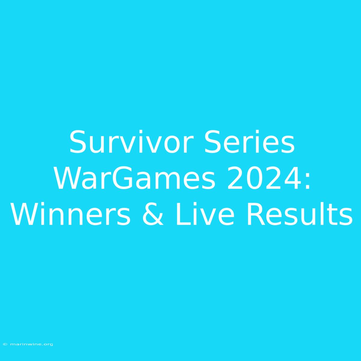 Survivor Series WarGames 2024: Winners & Live Results