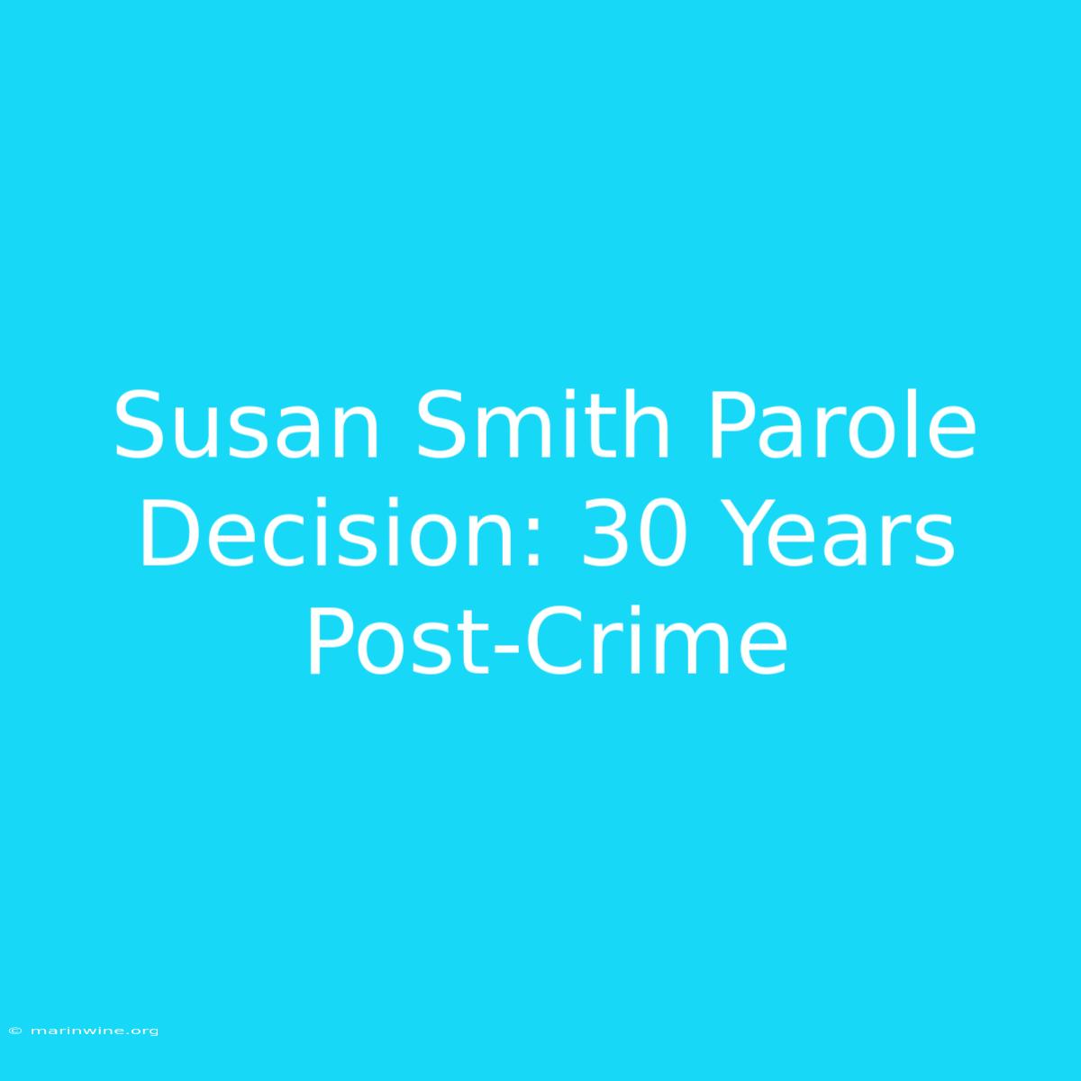 Susan Smith Parole Decision: 30 Years Post-Crime